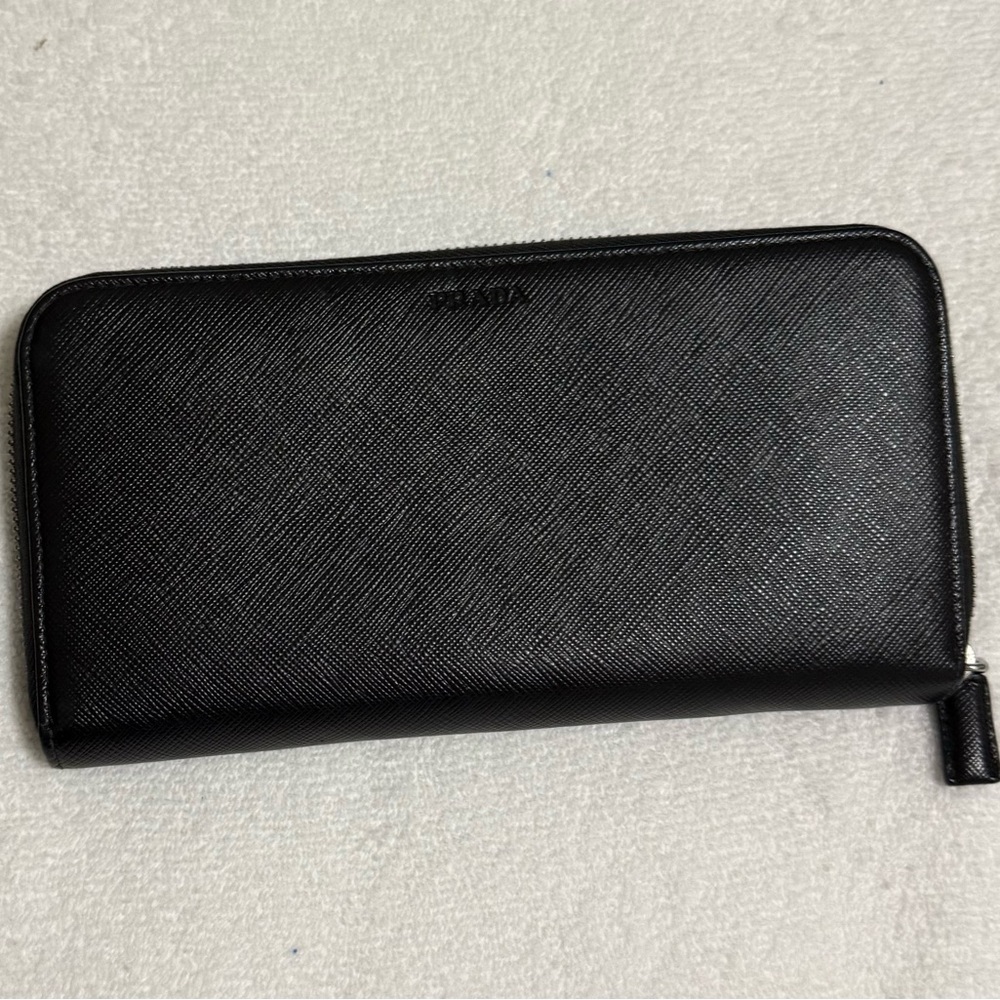 Prada Black Saffiano Zippy Wallet